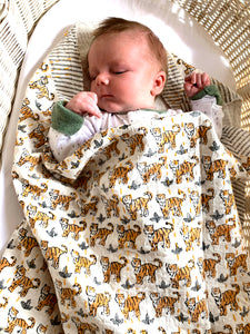 Baby Block Printed Kantha Blanket - Tiger Print