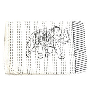 Medium Block Printed Kantha Blanket - Elephant Print