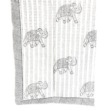 Large Block Printed Kantha Blanket - Elephant Print