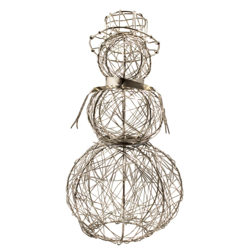 Silver Wrapped Wire Snowman