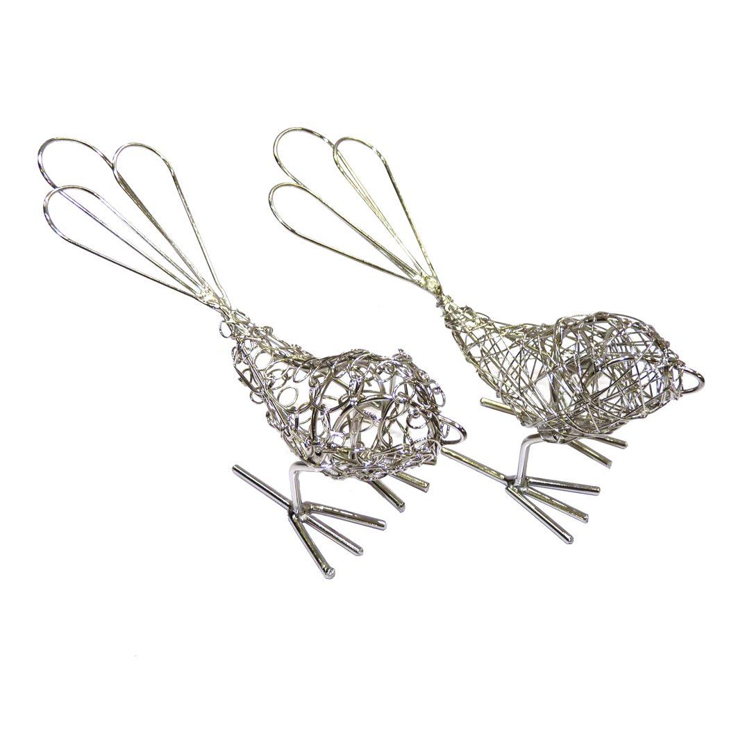 Mini Silver Wire Birds - Set of 2