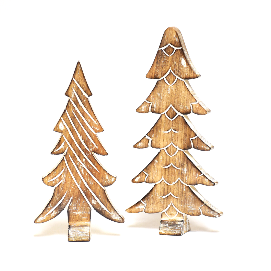 Wooden Winter Trees - Set of 2