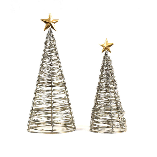 Gold Star Wrapped Wire Trees - 2 Sizes