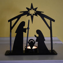 Metal Nativity Scene & Candle Holder - Small